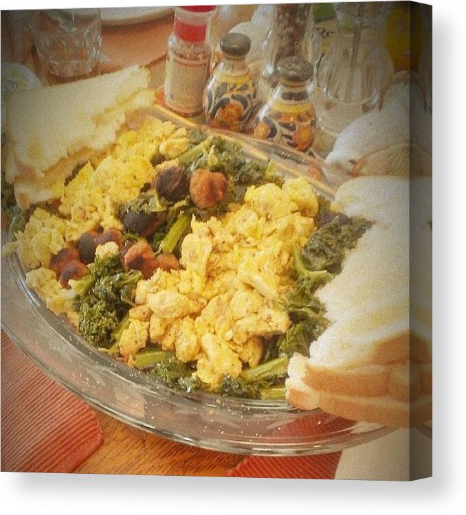  Canvas Print featuring the photograph Fueling The Fam With Eggs Kale And by Tim Frank