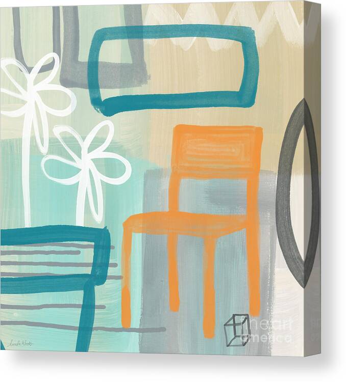Abstract Canvas Print featuring the painting Garden Chair by Linda Woods