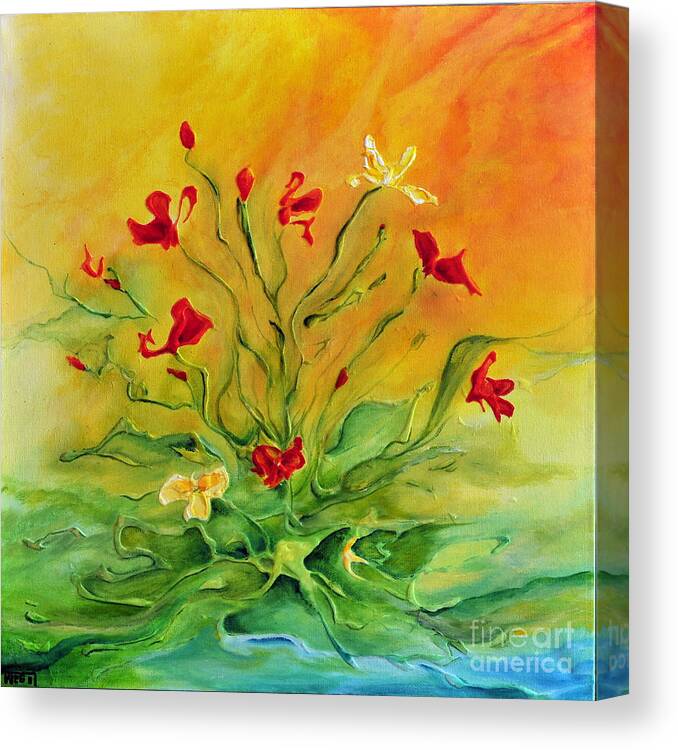 Flowers Canvas Print featuring the painting Gentle by Teresa Wegrzyn