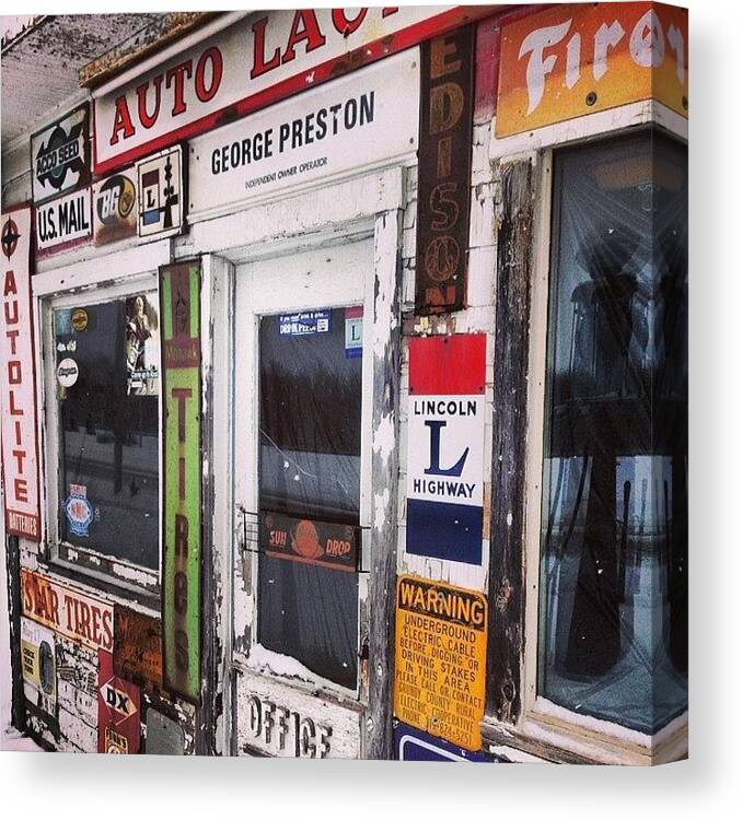 Gasstation Canvas Print featuring the photograph George Preston Filling Station by Zach Steele