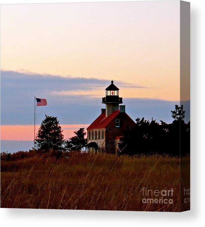 East Point Lighthouse Canvas Print featuring the photograph Getting Dark At East Point Light by Nancy Patterson