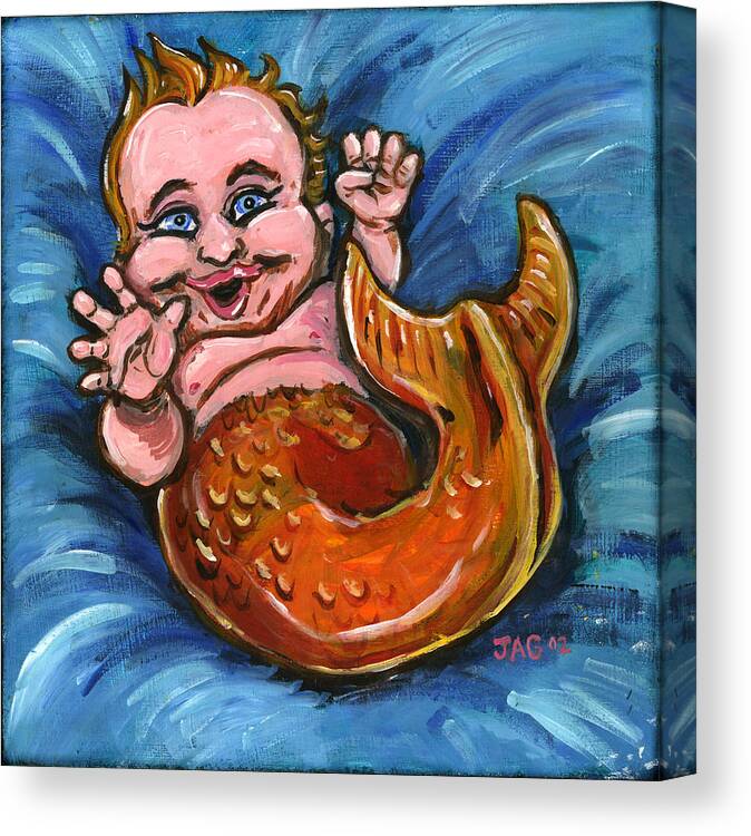 Goldfish Canvas Print featuring the painting Giggly Goldie by John Ashton Golden