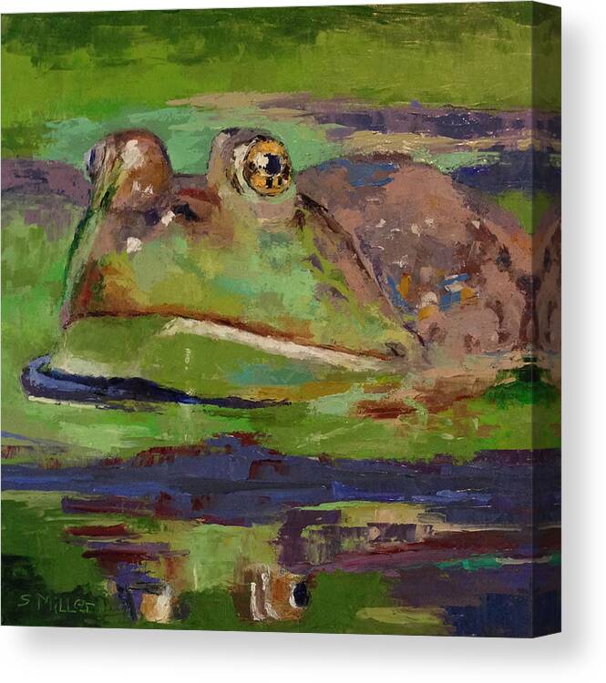 Frog Canvas Print featuring the painting Gimme a Kiss by Sylvia Miller