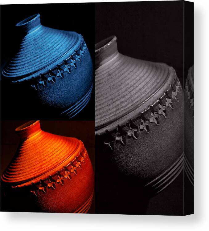 Pottery Canvas Print featuring the photograph Glazed Pottery...trio by Tom Druin