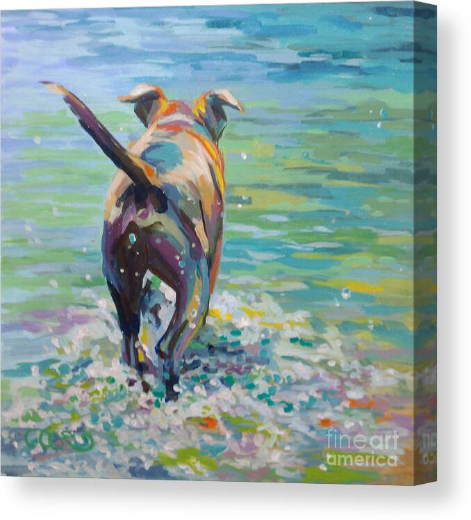 Mixed Breed Canvas Print featuring the painting Going Fishing by Kimberly Santini