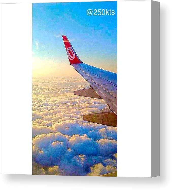 Ramp Canvas Print featuring the photograph Gol Airlines B737-800 Over The Clouds by Rafael Ganzer