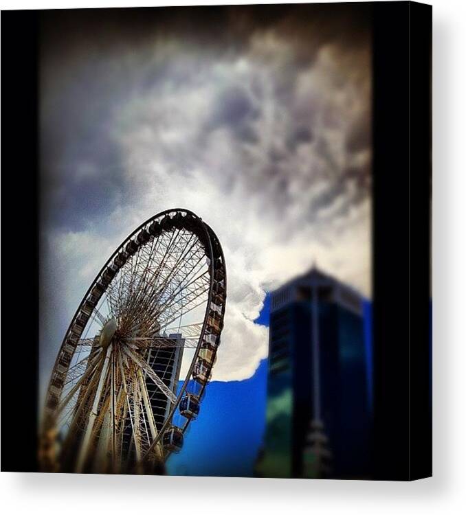Prohdr Canvas Print featuring the photograph Gold Coast Wheel Under A Stormy Sky by Andrew Mowat