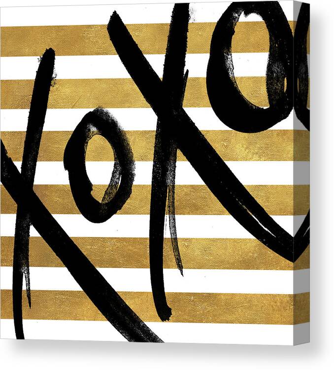 Gold Canvas Print featuring the mixed media Gold Glam Xoxo by South Social Studio
