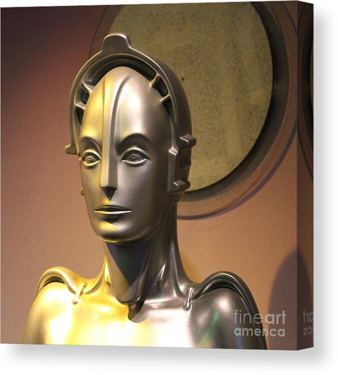 Golden Canvas Print featuring the photograph Golden Robot Lady Closeup by Cynthia Snyder