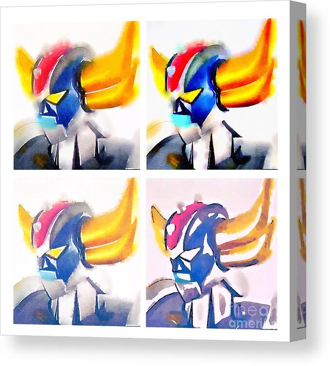 Grendizer Canvas Print featuring the painting Goldoraks by HELGE Art Gallery