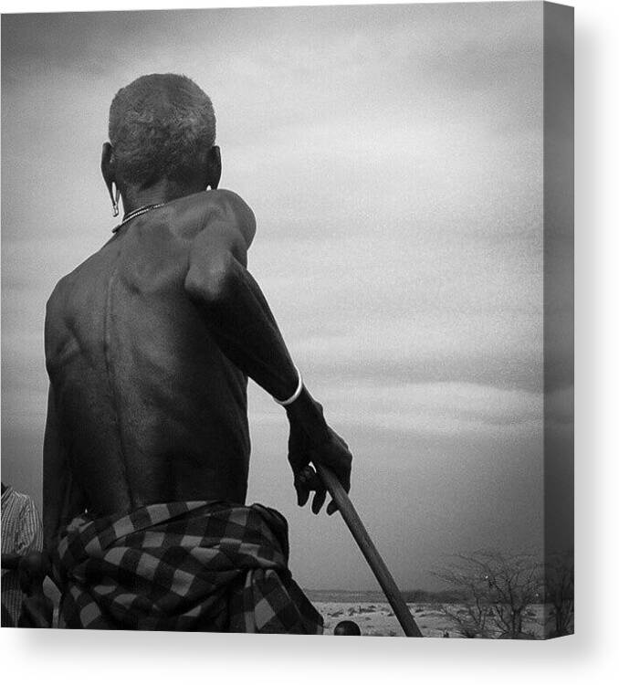 Tribe Canvas Print featuring the photograph Grandfather And His Stick. #africa by Grant Swanepoel