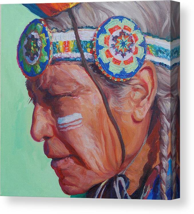 Native American Canvas Print featuring the painting Grandfather by Christine Lytwynczuk