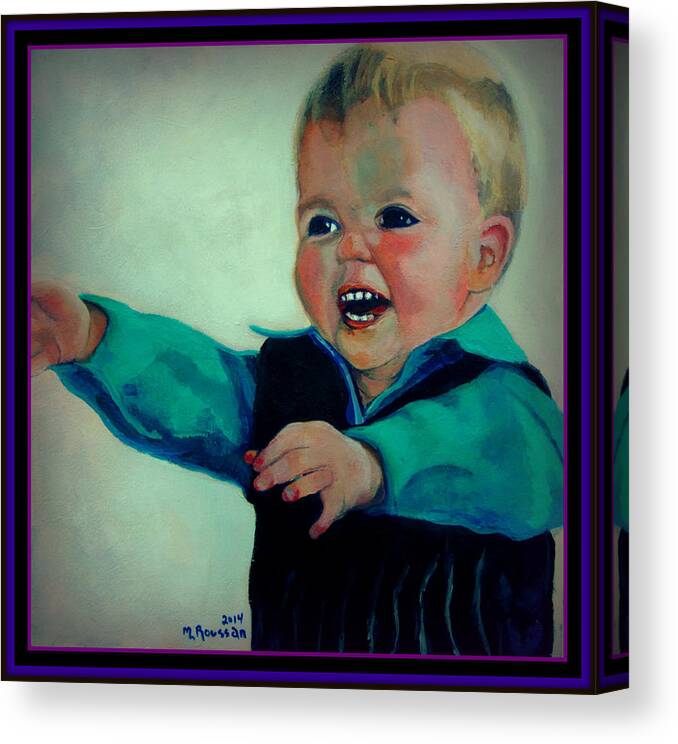 Boy Canvas Print featuring the painting Grandma's Angel by MarvL Roussan