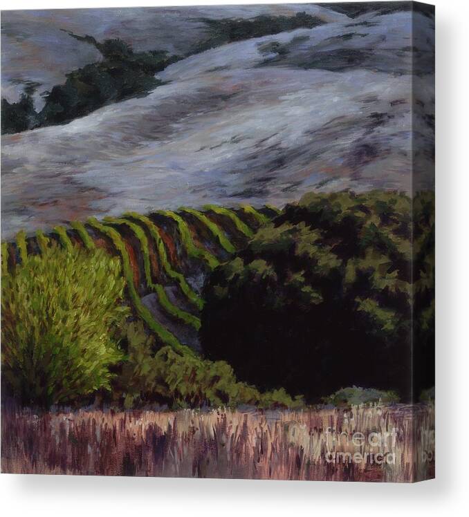Landscape Canvas Print featuring the painting Grapes and Oaks by Betsee Talavera