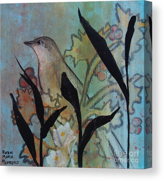Gray Bird Canvas Print featuring the painting Gray Bird by Robin Pedrero