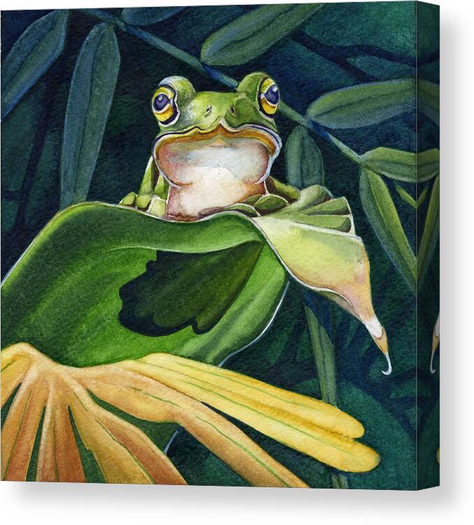 Frog Canvas Print featuring the painting Great Pose by Lyse Anthony