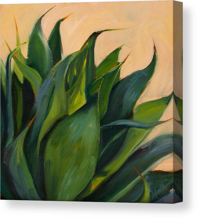Agave Canvas Print featuring the painting Green Agave Right by Athena Mantle