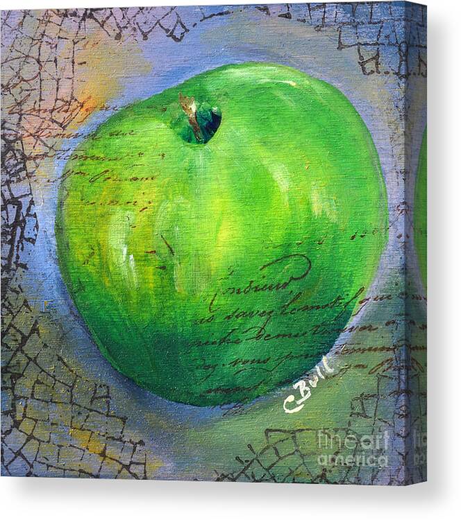 Green Apple Canvas Print featuring the painting Green Apple by Claire Bull