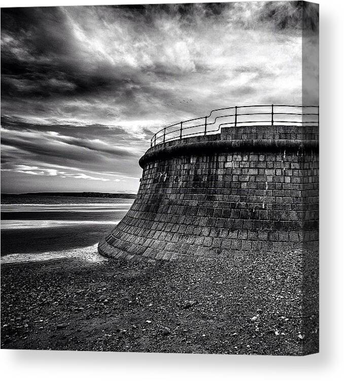  Canvas Print featuring the photograph ...grey Day At The Beach by Carl Milner