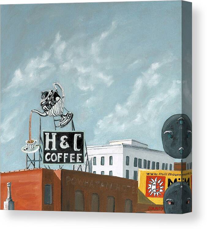 Sign Canvas Print featuring the painting H and C Coffee by Todd Bandy