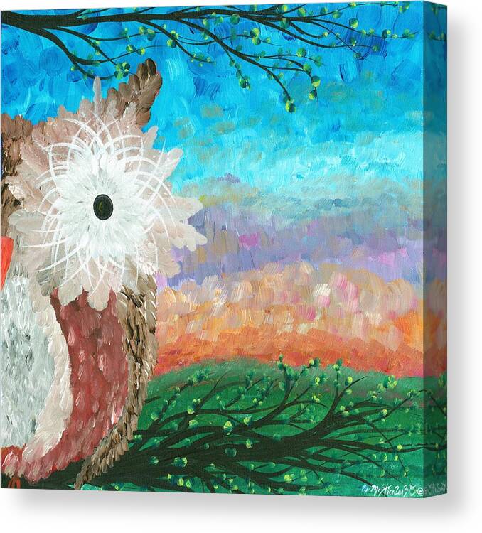 Owls Canvas Print featuring the painting Half-a-Hoot 02 by MiMi Stirn