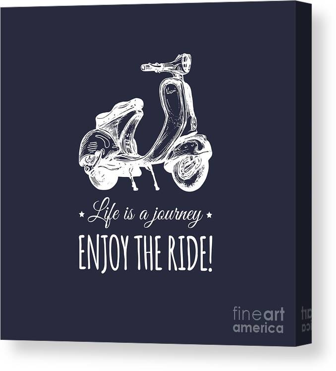 Typographic Canvas Print featuring the digital art Hand Sketched Scooter Banner by Vlada Young