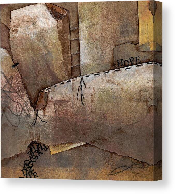Falling Letters Canvas Print featuring the mixed media Hanging by a Thread by Laura Lein-Svencner