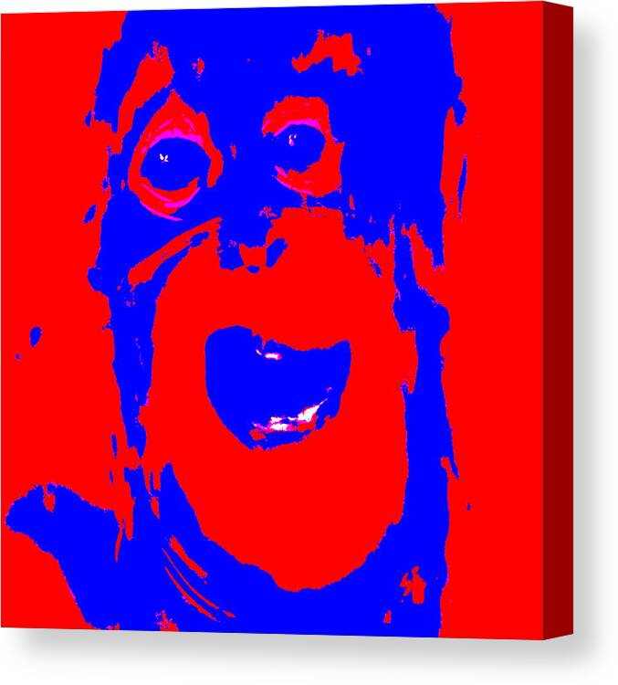 Animals Canvas Print featuring the painting Happy Monkey Red and Blue by Sue Jacobi