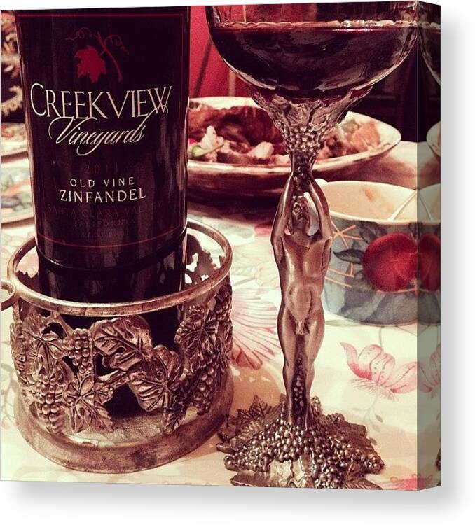 Creekview Canvas Print featuring the photograph Happy #thanksgiving #wine. One Of My by Crystal Peterson