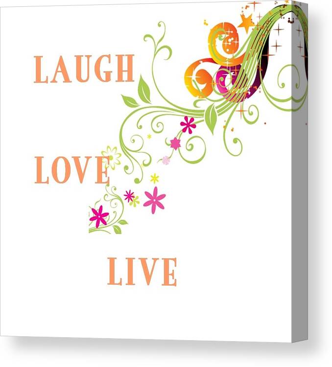 Laugh Canvas Print featuring the digital art Happy Words by Florene Welebny