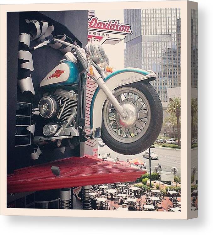  Canvas Print featuring the photograph Harley Davidson Cafe Las Vegas by Sally Skennar