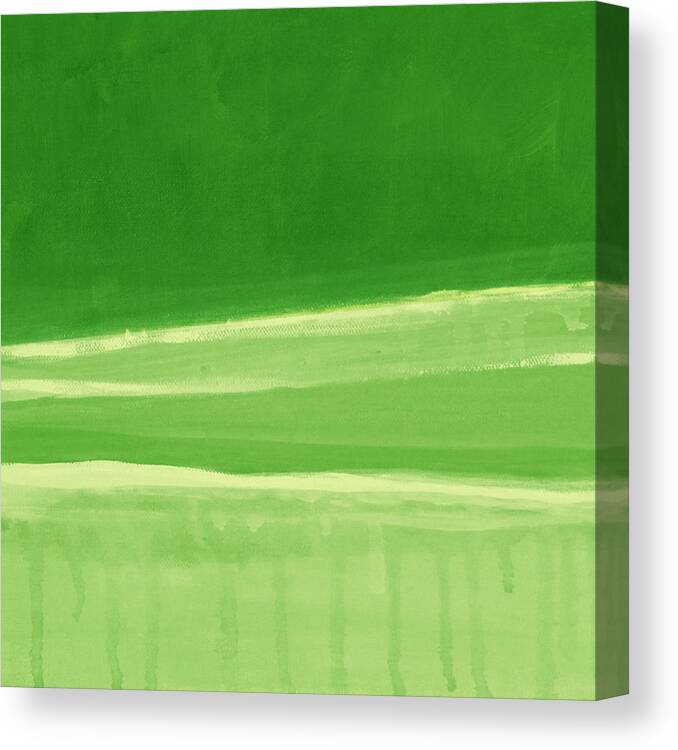 Abstract Painting Canvas Print featuring the painting Harmony In Green by Linda Woods