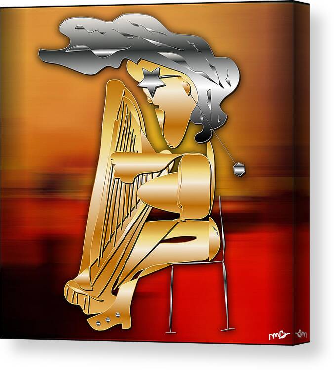 Harp Player Canvas Print featuring the digital art Harp Player by Marvin Blaine