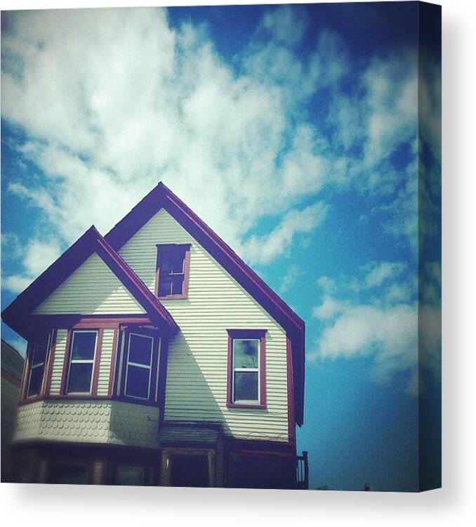 W40 Canvas Print featuring the photograph Head In The Clouds #house #sky #clouds by Red Jersey