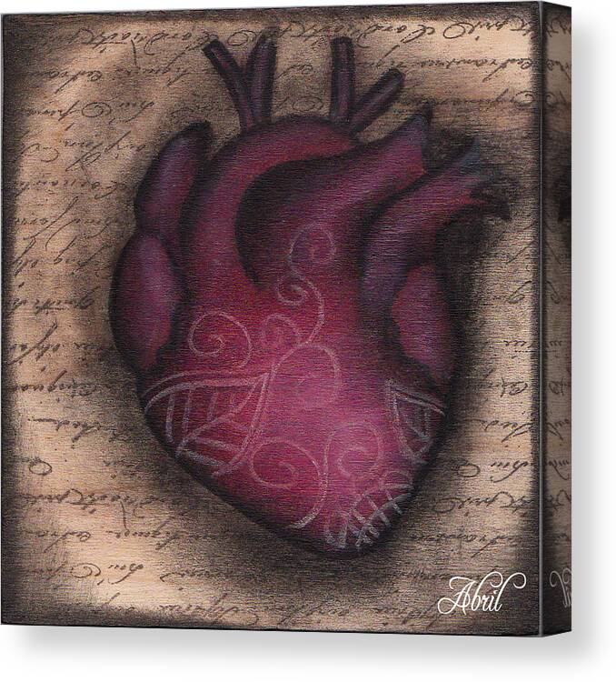 Sacred Heart Canvas Print featuring the painting Heart Mini by Abril Andrade