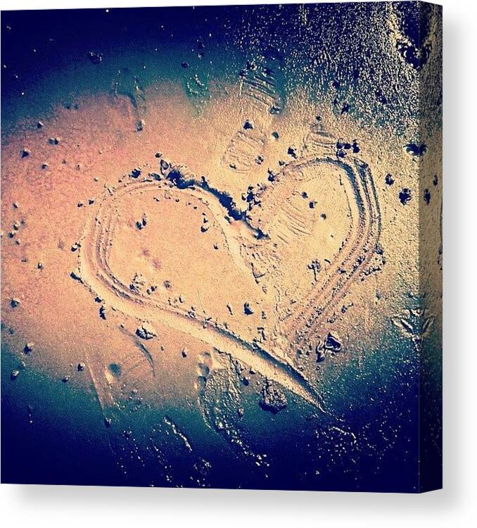 Heart Canvas Print featuring the photograph #heart #sand #beach #instabeach by Candy Floss Happy