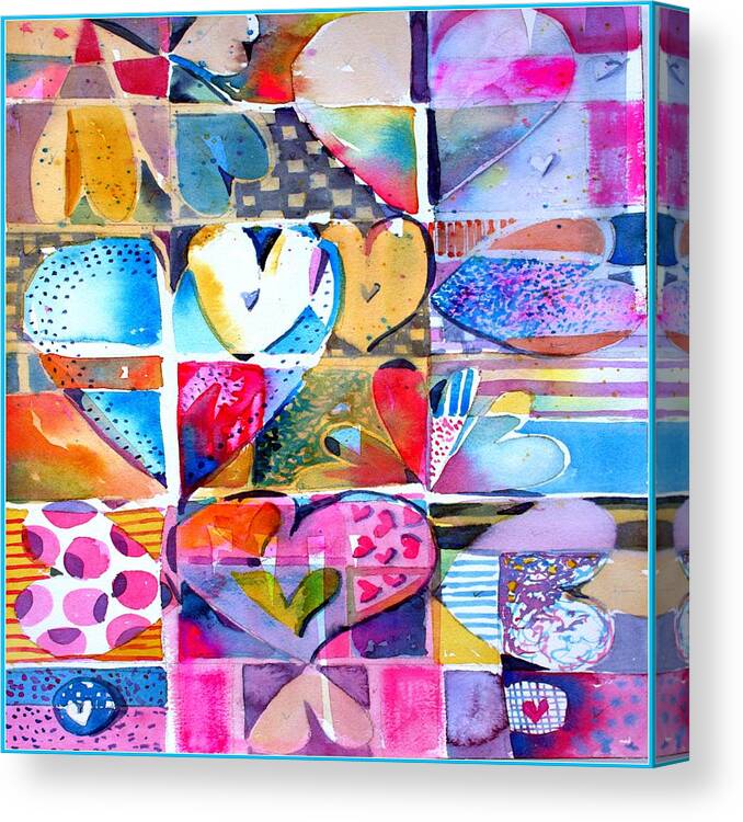 Valentine Canvas Print featuring the painting Heart Throbs by Mindy Newman