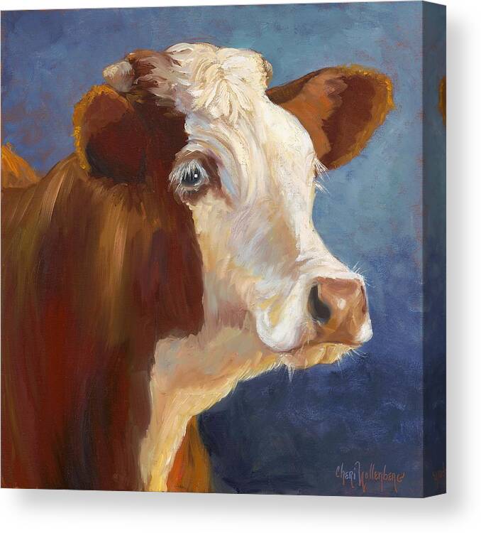 Hereford Cow Canvas Print featuring the painting Heidi by Cheri Wollenberg