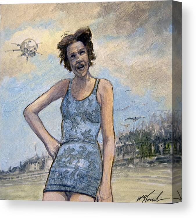 Female Figure Canvas Print featuring the mixed media Helen Of Troy vs Sputnik by William Stoneham