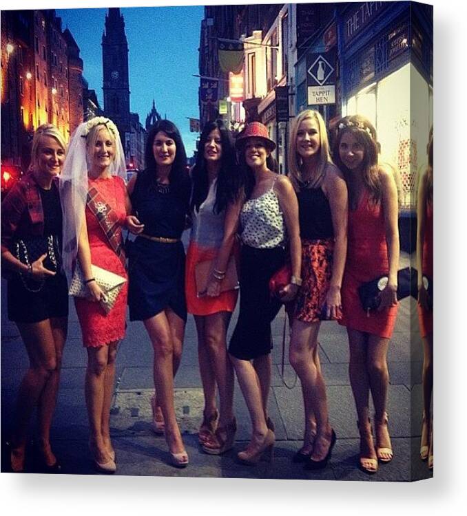 Edinburgh Canvas Print featuring the photograph Hen And Henettes Ready To Hit The Town by Chloe Green