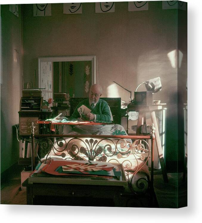 Artist Canvas Print featuring the photograph Henri Matisse In Bed by Clifford Coffin