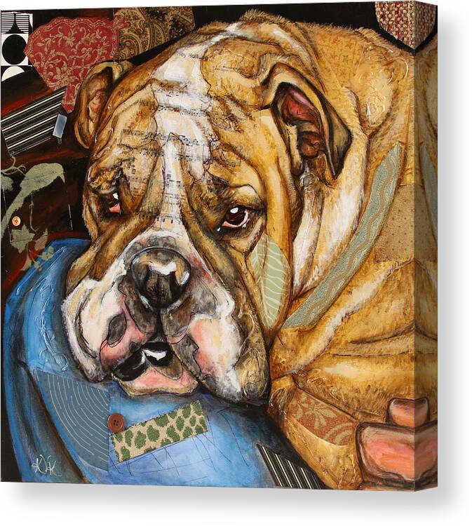 Dog Art Canvas Print featuring the mixed media Hey Bulldog by Katia Von Kral