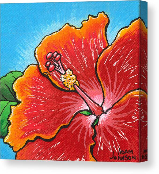 Hibiscus Canvas Print featuring the painting Hibiscus 06 by Adam Johnson