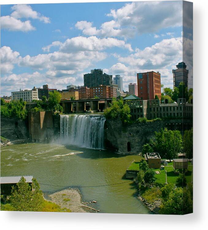 Rochester Canvas Print featuring the photograph High Falls Rochester by Justin Connor