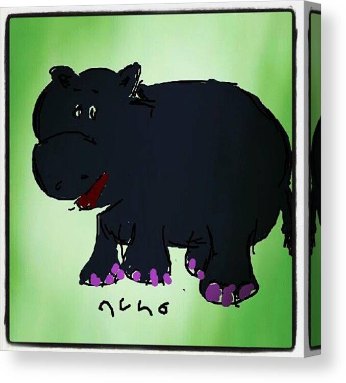 Hippo Canvas Print featuring the photograph #hippo #cartoon #colors #sketch #paint by Nuno Marques