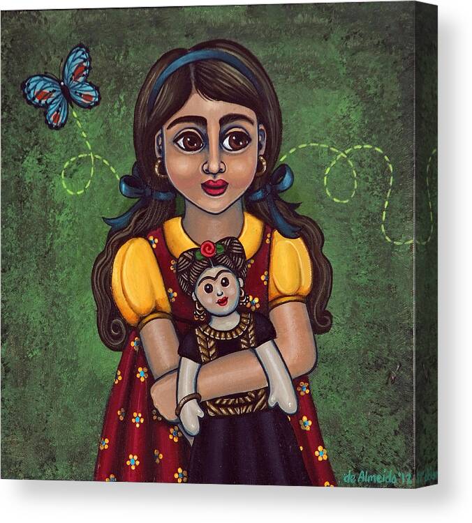 Frida Canvas Print featuring the painting Holding Frida by Victoria De Almeida