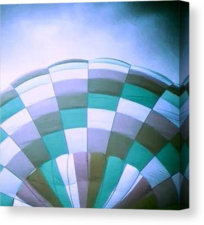 Hot Air Balloons Balloon Shapes Lines Patterns Blue Transport Travel Transportation Sky Love Happy Ride Design Play Canvas Print featuring the photograph Hot Air Balloon Blue by Candy Floss Happy