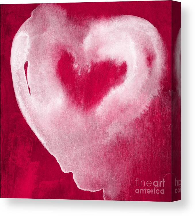 Valentine Canvas Print featuring the mixed media Hot Pink Heart by Linda Woods