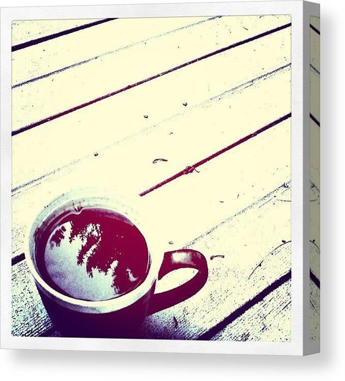 Photo Canvas Print featuring the photograph #hotcoffee On A #hotsummerday by Devin Muylle