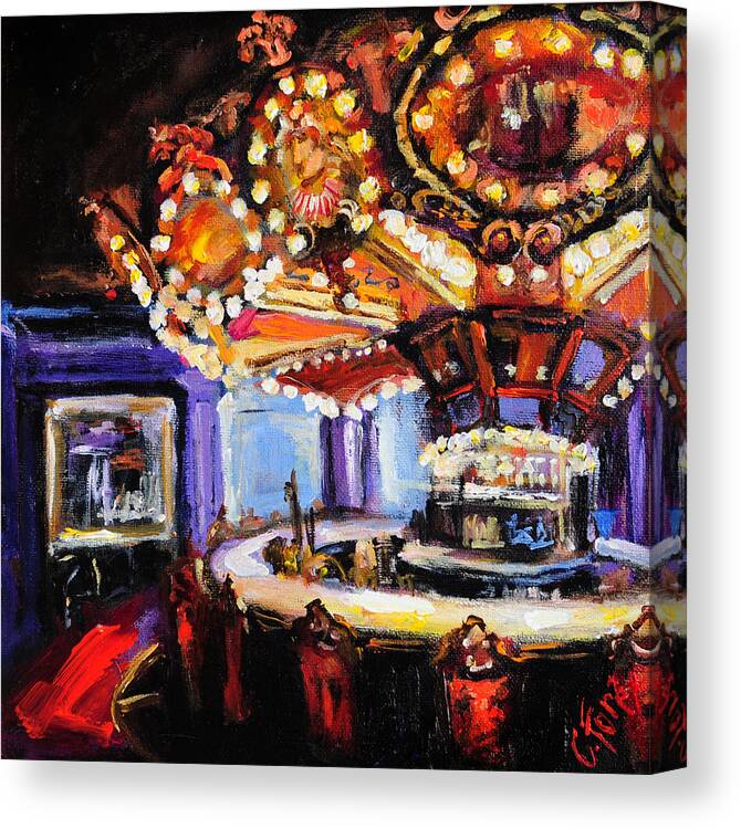 Carousel Canvas Print featuring the painting Hotel Monteleone Bar by Carole Foret